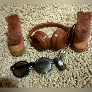 Labubu accessories shearling boots , glasses, headphone and keychain